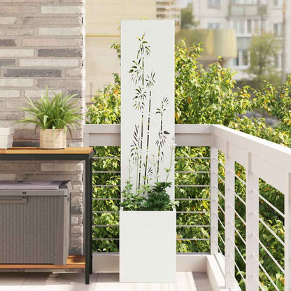 Vaso da Giardino con Pannello Decorativo Bianco 32 x 140 cm