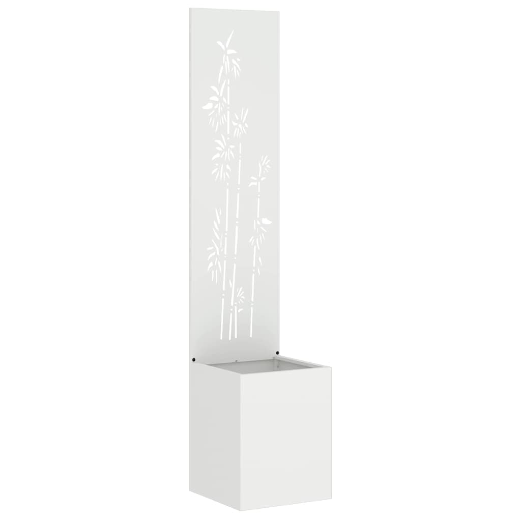 Vaso da Giardino con Pannello Decorativo Bianco 32 x 140 cm