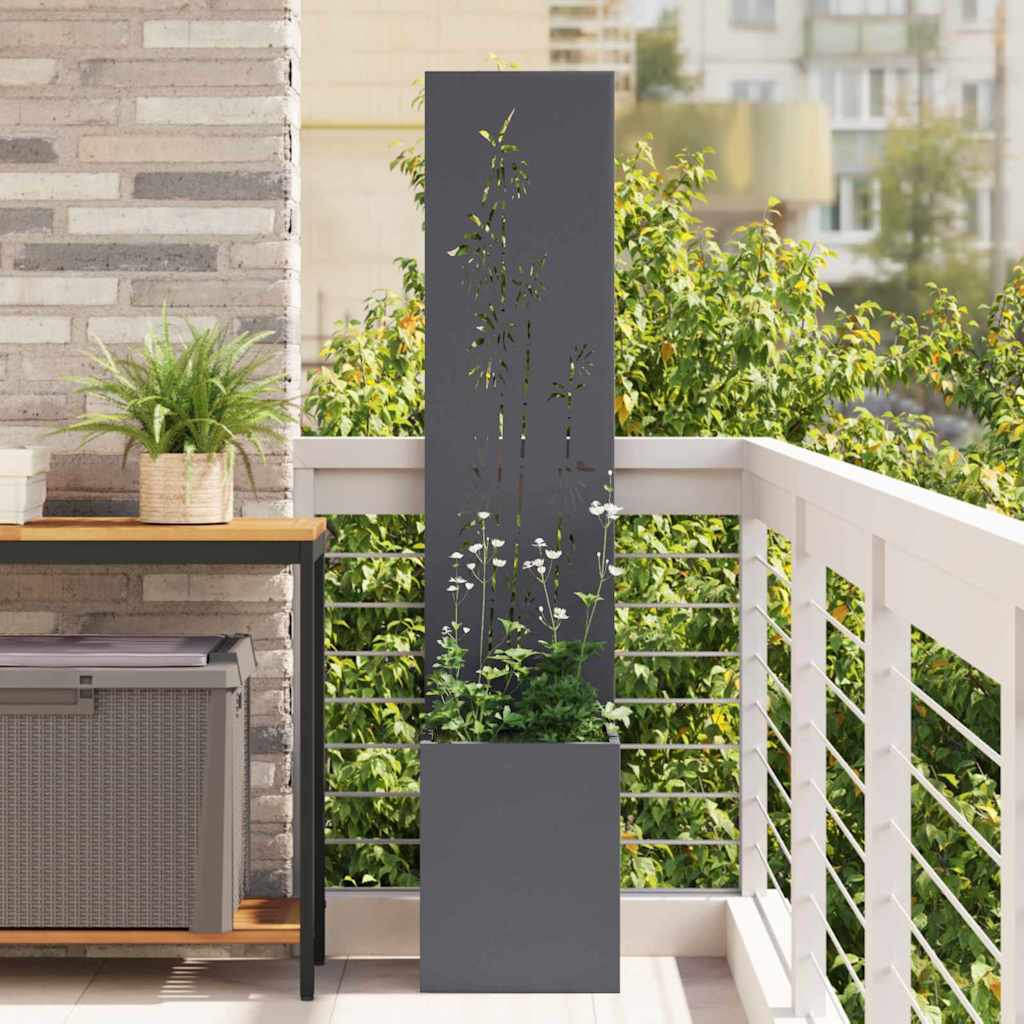 Vaso da Giardino con Pannello Decorativo Antracite 32 x 140 cm