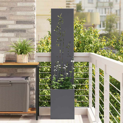 Vaso da Giardino con Pannello Decorativo Antracite 32 x 140 cm