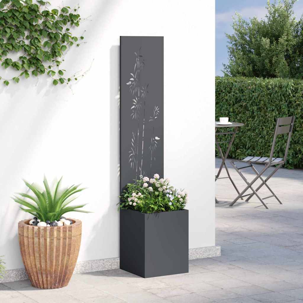 Vaso da Giardino con Pannello Decorativo Antracite 32 x 140 cm