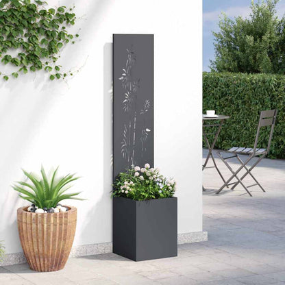 Vaso da Giardino con Pannello Decorativo Antracite 32 x 140 cm