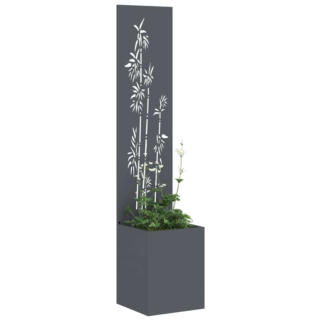 Vaso da Giardino con Pannello Decorativo Antracite 32 x 140 cm