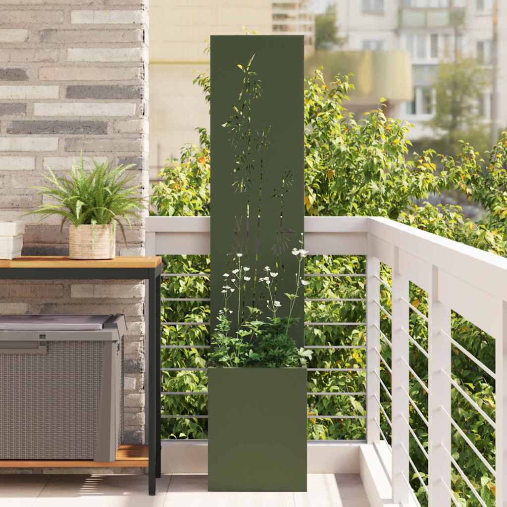 Vaso da Giardino con Pannello Decorativo Oliver verde