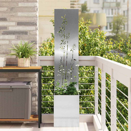 Vaso da Giardino con Pannello Decorativo Argento 32 x 140 cm