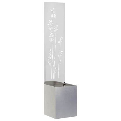 Vaso da Giardino con Pannello Decorativo Argento 32 x 140 cm