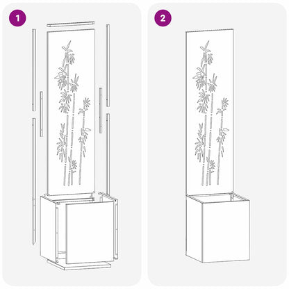 Vaso da Giardino con Pannello Decorativo Argento 32 x 140 cm