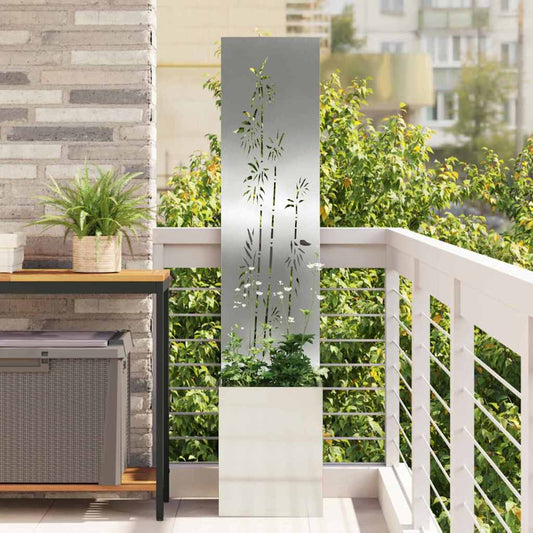 Vaso da Giardino con Pannello Decorativo Argento 32 x 140 cm