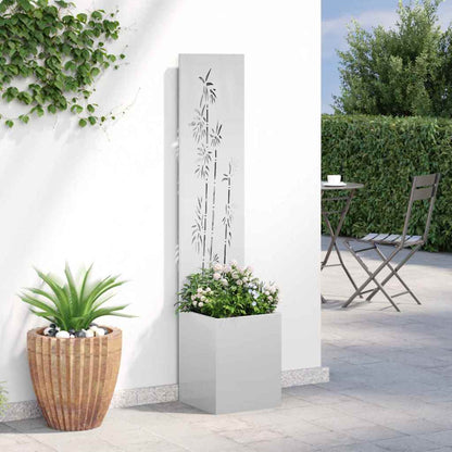 Vaso da Giardino con Pannello Decorativo Argento 32 x 140 cm