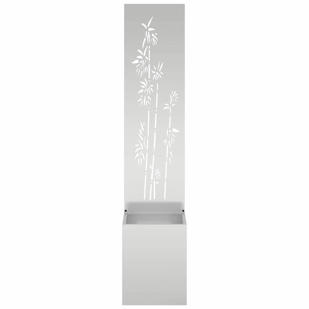 Vaso da Giardino con Pannello Decorativo Argento 32 x 140 cm