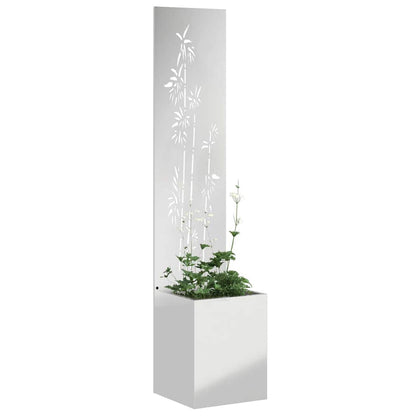Vaso da Giardino con Pannello Decorativo Argento 32 x 140 cm
