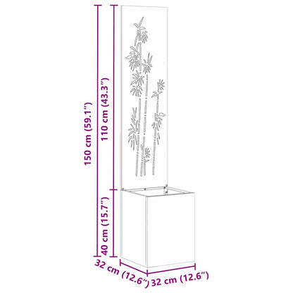 Vaso da Giardino con Pannello Decorativo Argento 32 x 140 cm