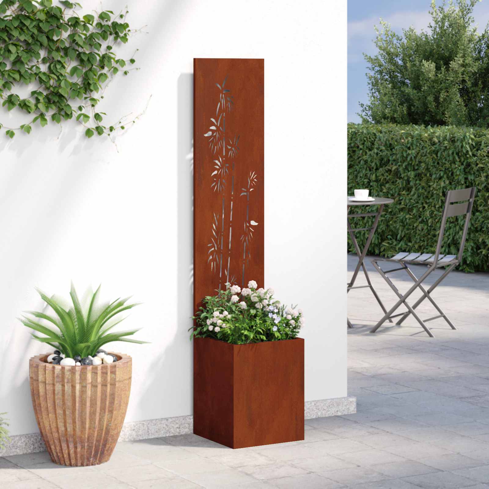 Schermo per privacy in giardino Ruggine 32 x 32 x 150 cm | homemem39