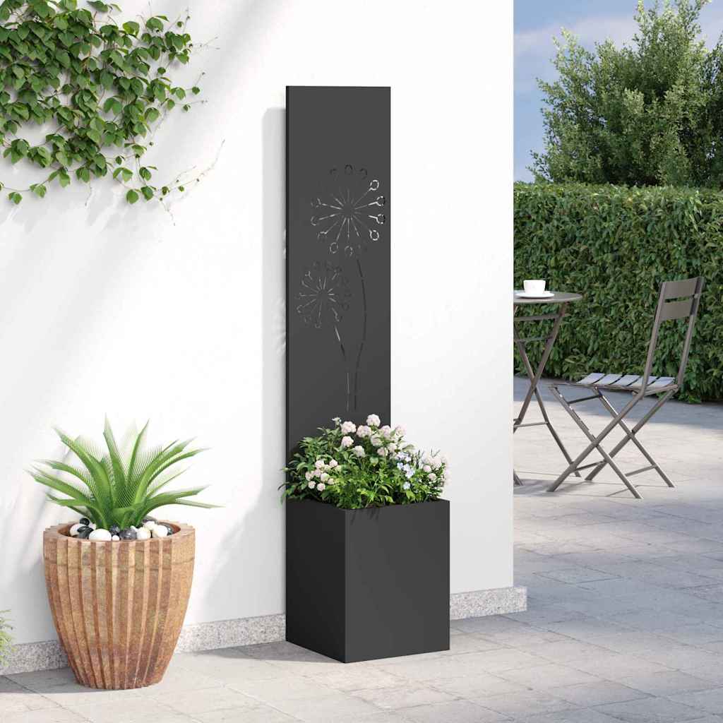 Vaso da Giardino con Pannello Decorativo Nero 32 x 140 cm