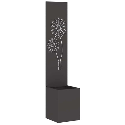Vaso da Giardino con Pannello Decorativo Nero 32 x 140 cm
