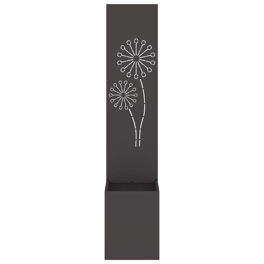 Vaso da Giardino con Pannello Decorativo Nero 32 x 140 cm