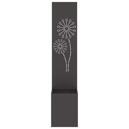 Vaso da Giardino con Pannello Decorativo Nero 32 x 140 cm
