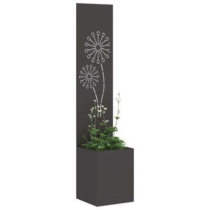 Vaso da Giardino con Pannello Decorativo Nero 32 x 140 cm