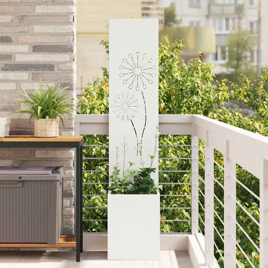 Vaso da Giardino con Pannello Decorativo Bianco 32 x 140 cm