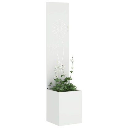Vaso da Giardino con Pannello Decorativo Bianco 32 x 140 cm