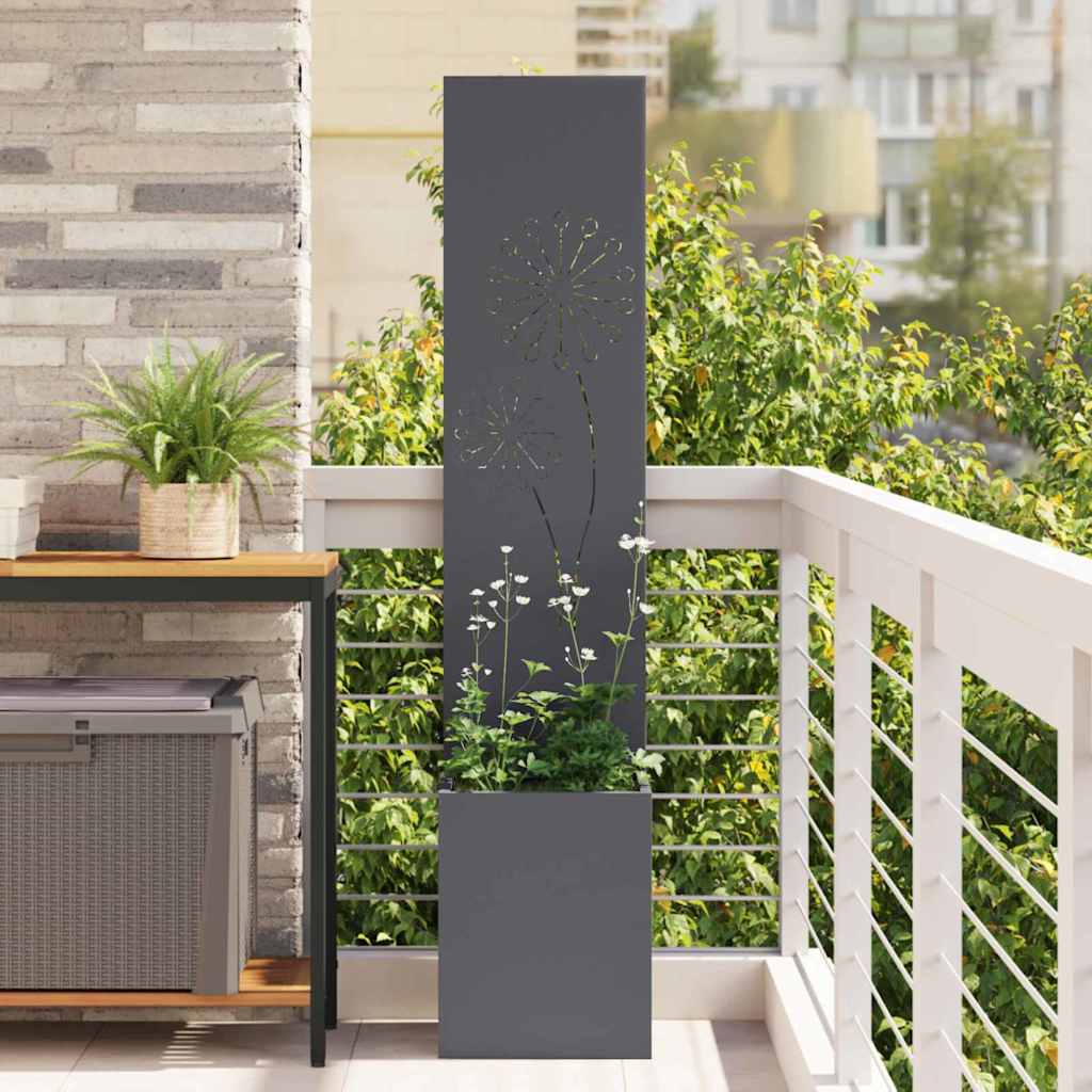 Vaso da Giardino con Pannello Decorativo Antracite 32 x 140 cm