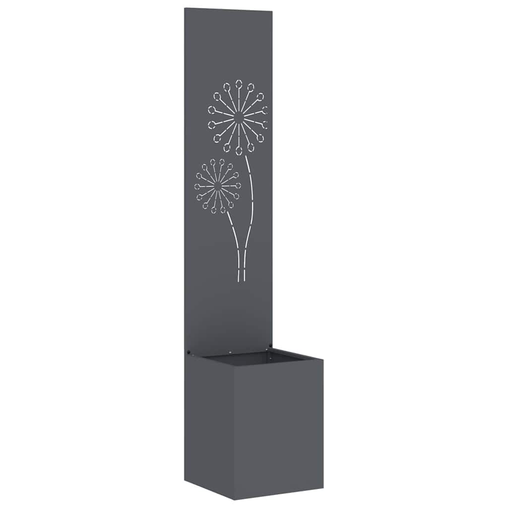 Vaso da Giardino con Pannello Decorativo Antracite 32 x 140 cm
