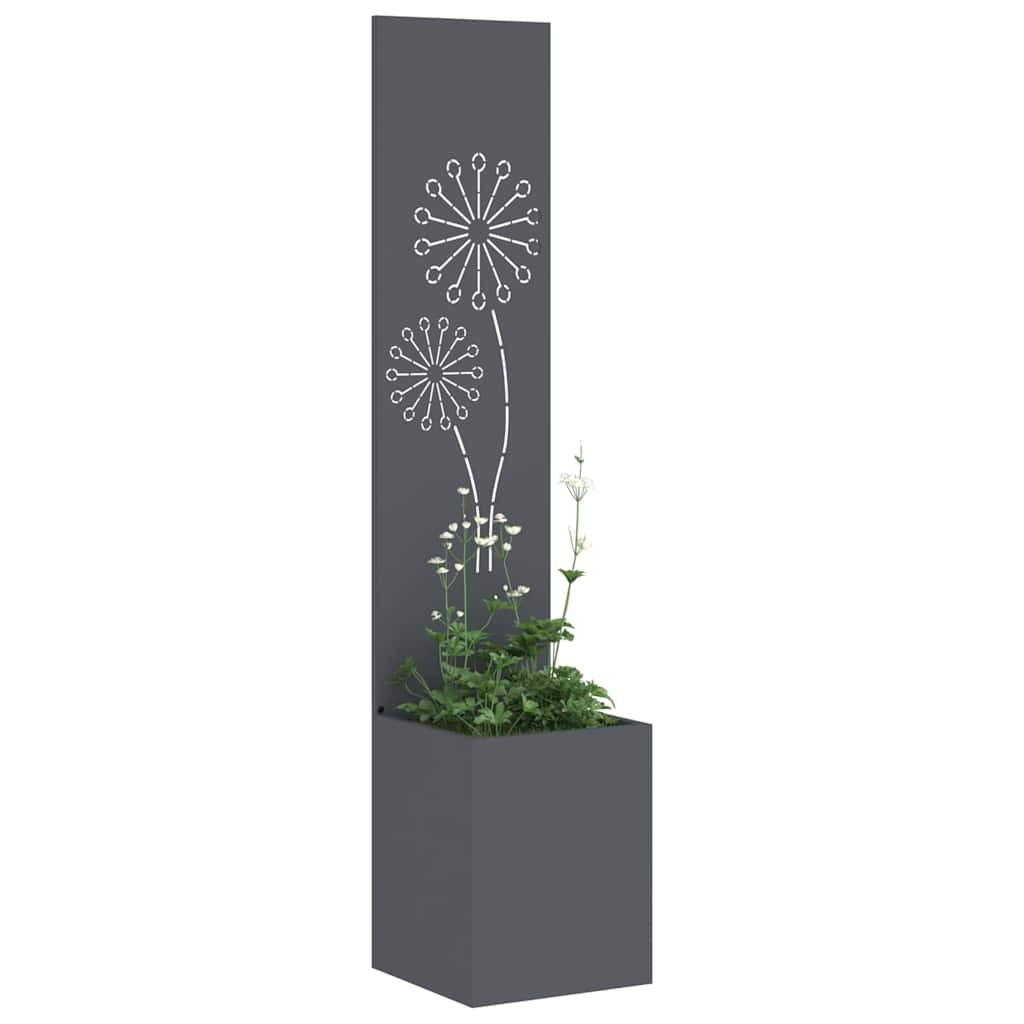 Vaso da Giardino con Pannello Decorativo Antracite 32 x 140 cm