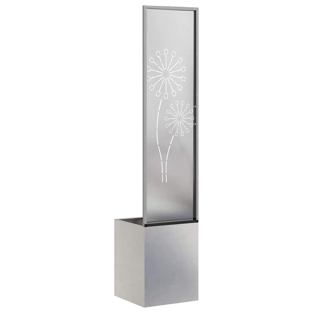 Vaso da Giardino con Pannello Decorativo Argento 32 x 140 cm