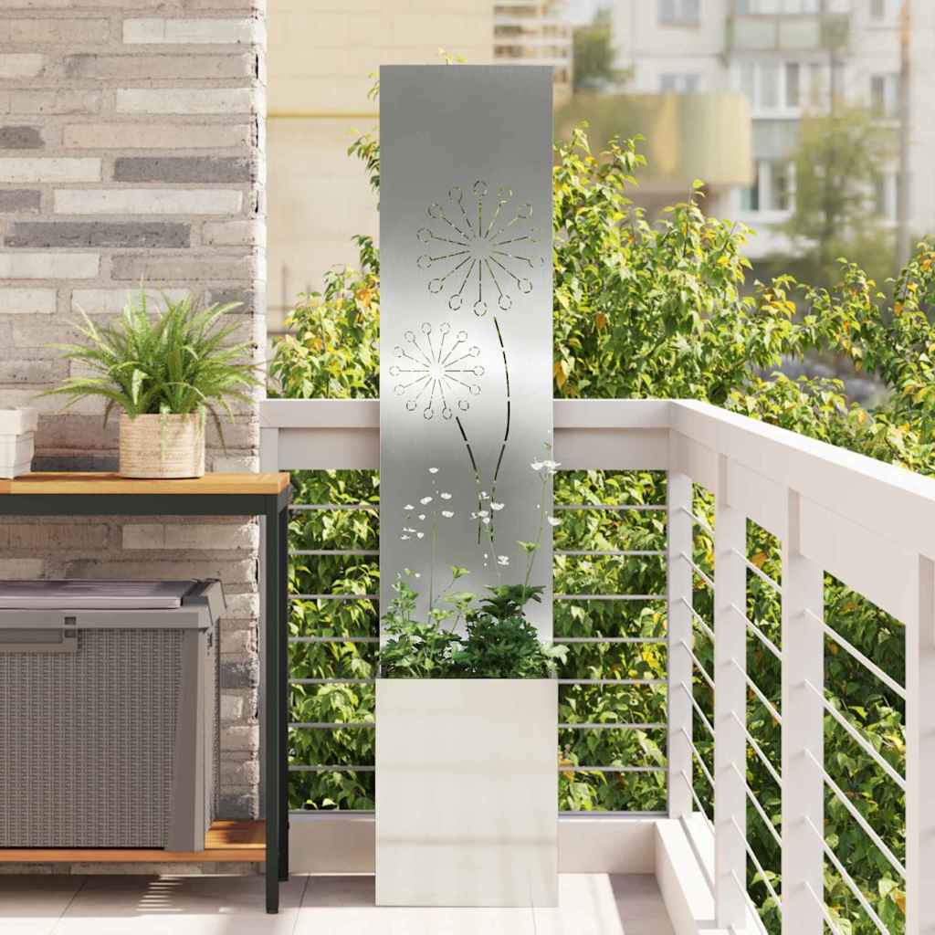 Vaso da Giardino con Pannello Decorativo Argento 32 x 140 cm