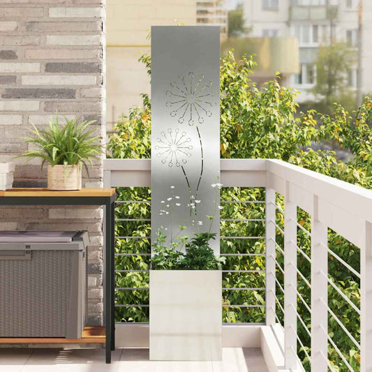 Vaso da Giardino con Pannello Decorativo Argento 32 x 140 cm