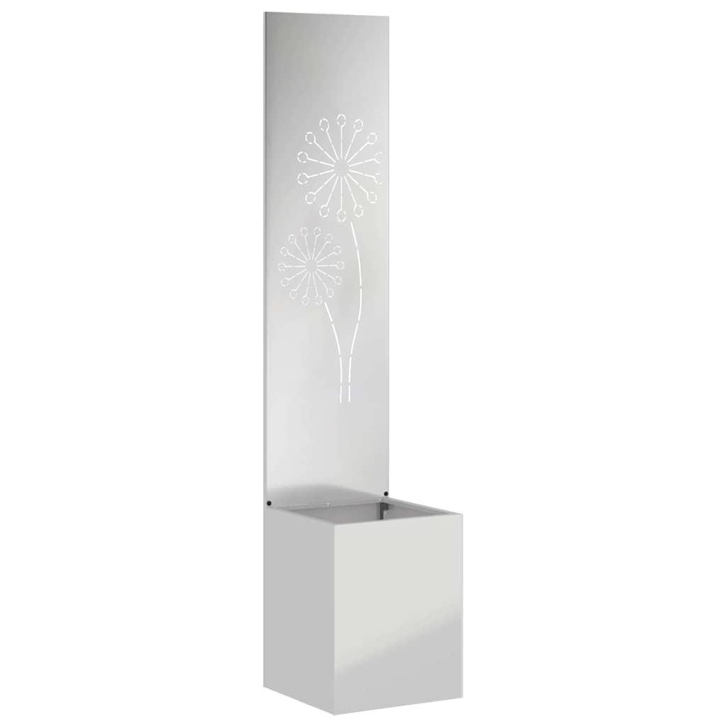 Vaso da Giardino con Pannello Decorativo Argento 32 x 140 cm