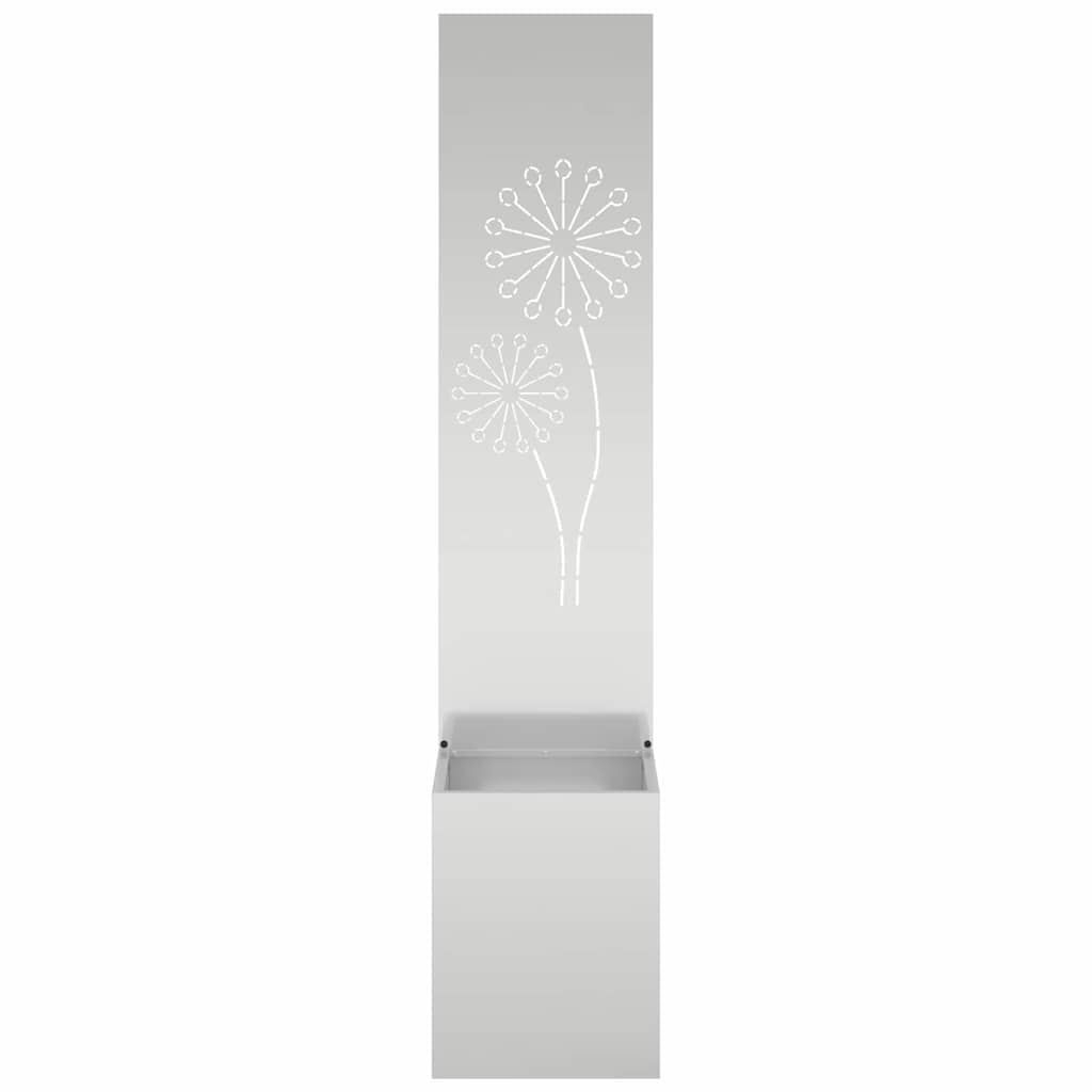 Vaso da Giardino con Pannello Decorativo Argento 32 x 140 cm