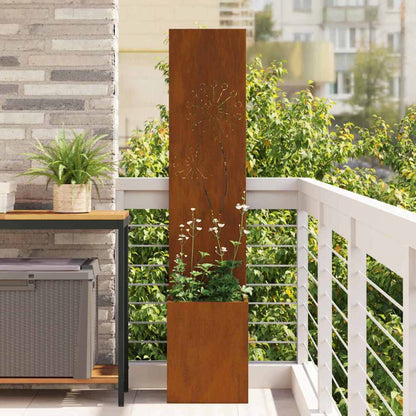 Vaso da Giardino con Pannello Decorativo Ruggine 32 x 140 cm