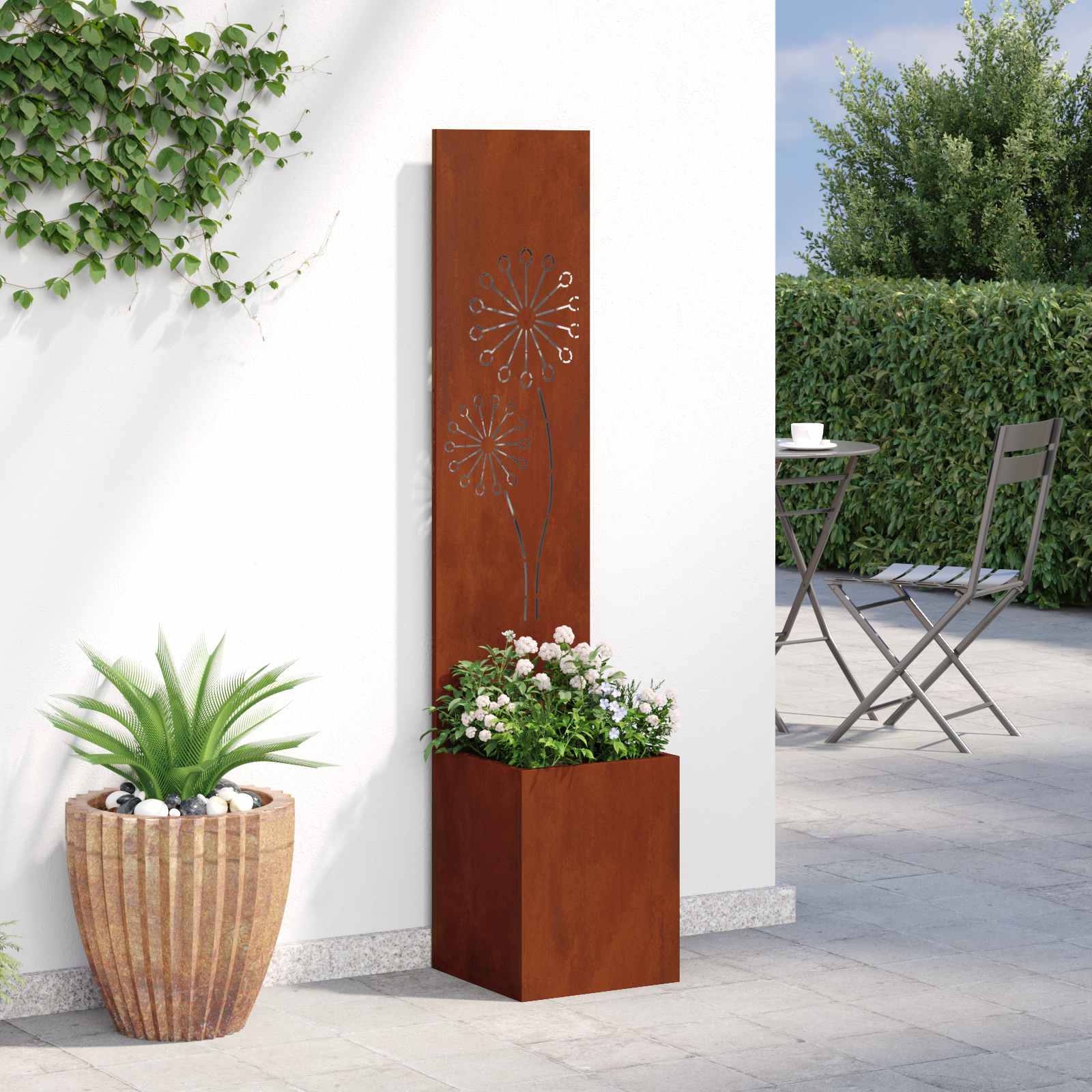 Schermo per privacy in giardino Ruggine 32 x 32 x 150 cm | homemem39