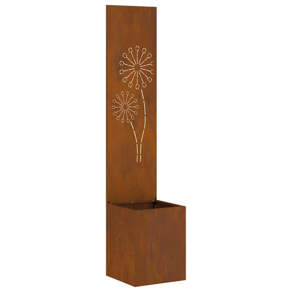Vaso da Giardino con Pannello Decorativo Ruggine 32 x 140 cm