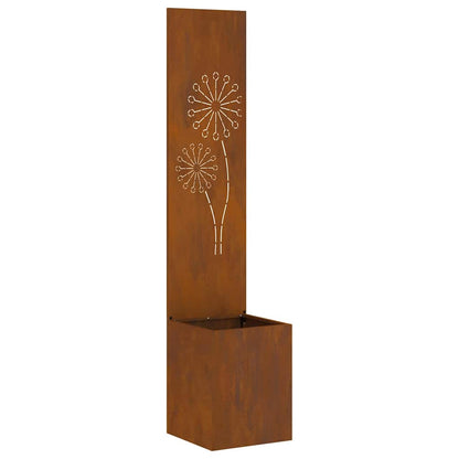 Vaso da Giardino con Pannello Decorativo Ruggine 32 x 140 cm