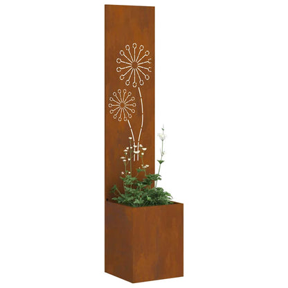 Vaso da Giardino con Pannello Decorativo Ruggine 32 x 140 cm