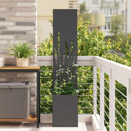 Vaso da Giardino con Pannello Decorativo Nero 32 x 140 cm