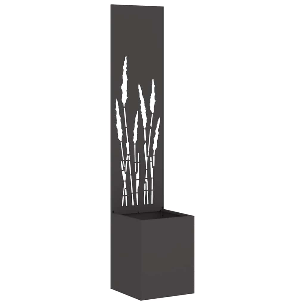 Vaso da Giardino con Pannello Decorativo Nero 32 x 140 cm