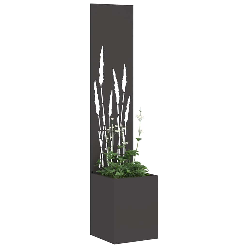 Vaso da Giardino con Pannello Decorativo Nero 32 x 140 cm