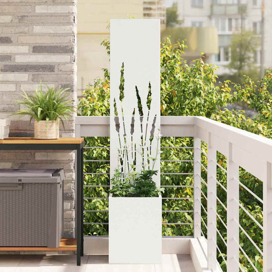 Vaso da Giardino con Pannello Decorativo Bianco 32 x 140 cm