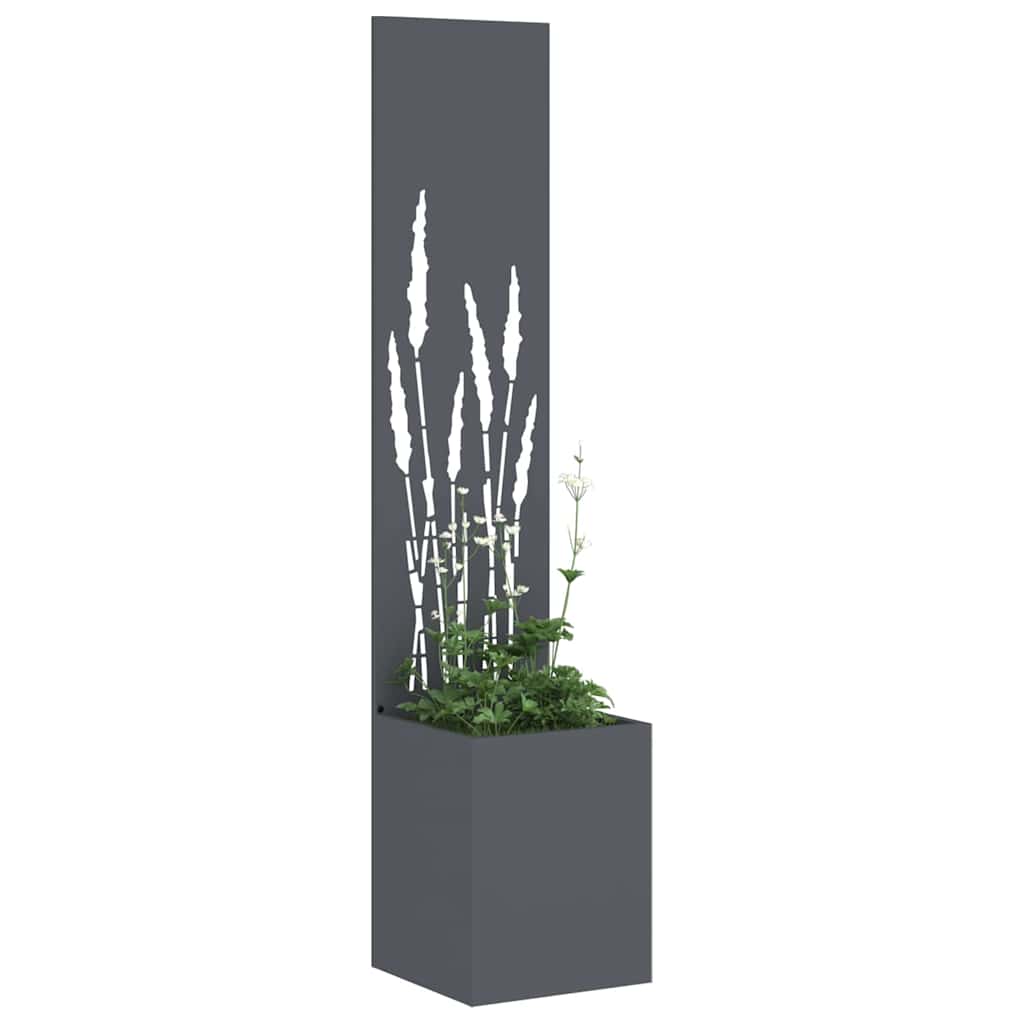 Vaso da Giardino con Pannello Decorativo Antracite 32 x 140 cm