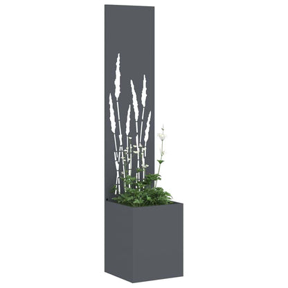 Vaso da Giardino con Pannello Decorativo Antracite 32 x 140 cm
