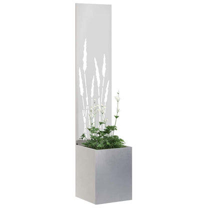 Vaso da Giardino con Pannello Decorativo Argento 32 x 140 cm