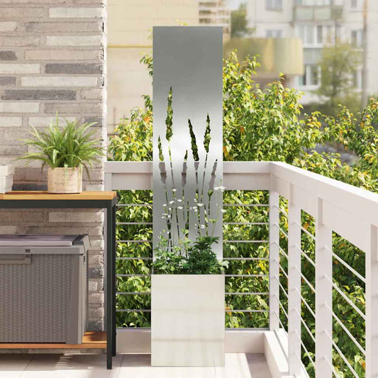 Vaso da Giardino con Pannello Decorativo Argento 32 x 140 cm