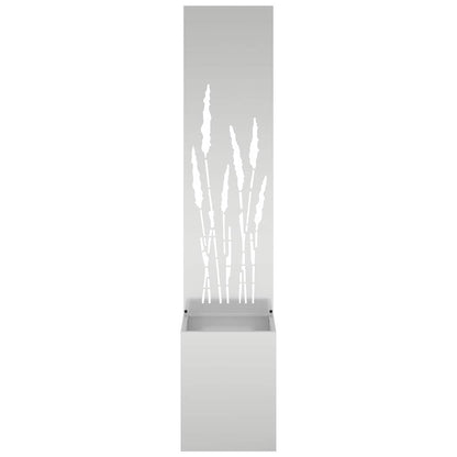 Vaso da Giardino con Pannello Decorativo Argento 32 x 140 cm