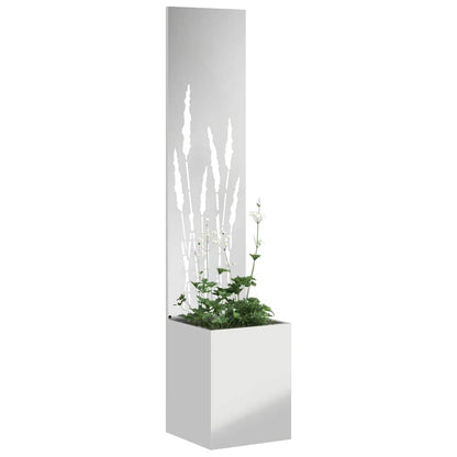 Vaso da Giardino con Pannello Decorativo Argento 32 x 140 cm