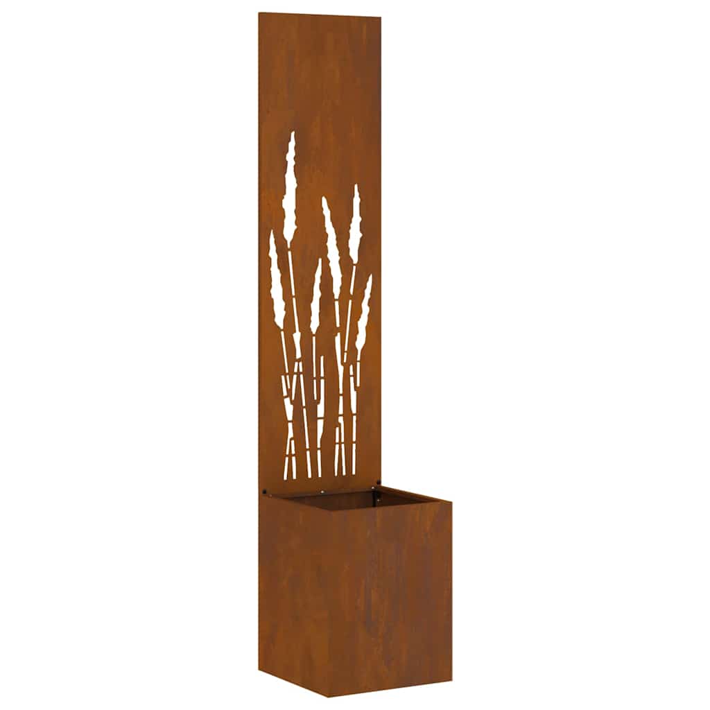 Vaso da Giardino con Pannello Decorativo Ruggine 32 x 140 cm