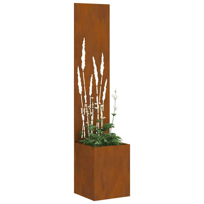 Vaso da Giardino con Pannello Decorativo Ruggine 32 x 140 cm