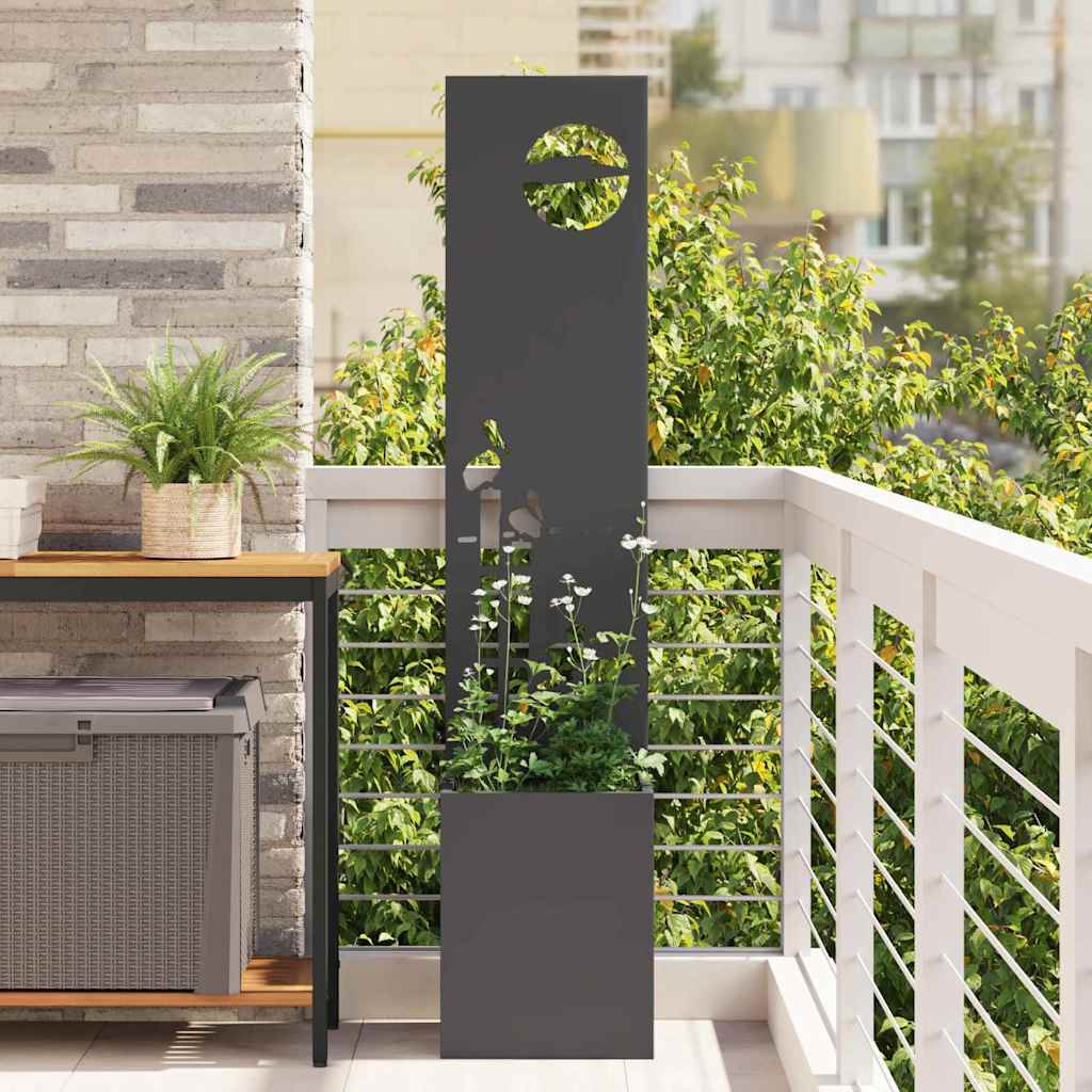 Vaso da Giardino con Pannello Decorativo Nero 32 x 140 cm